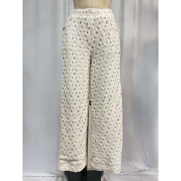 Line & Dot 'Bowen' Cream Polyester Crocheted Pants Size M - NWT - Picture 4 of 5
